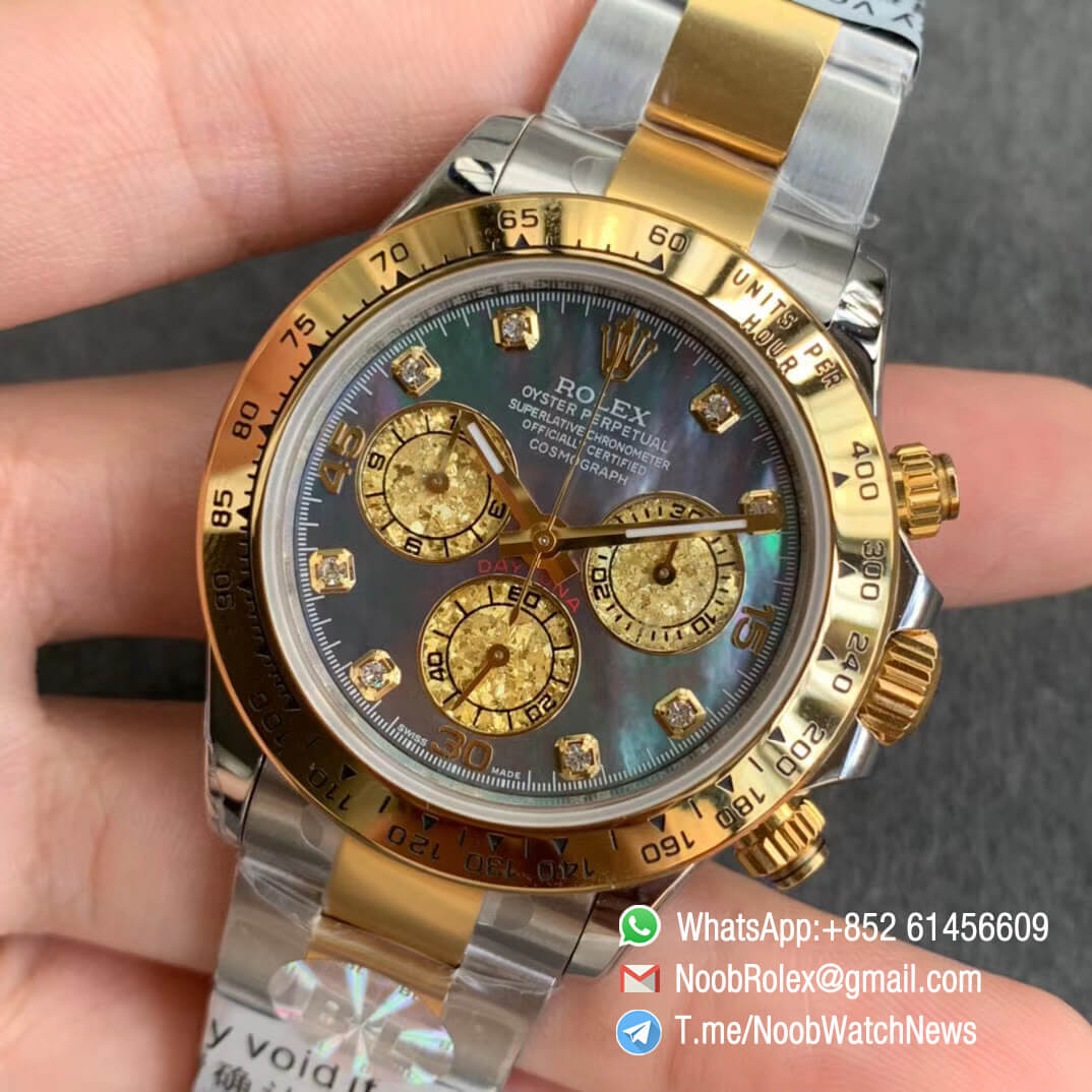 Rolex Daytona 116509 Yellow Gold Bezel MOP Dial Two Tone Steel Yellow Gold Bracelet A7750 Chrono Movement BLF Best Copies 03