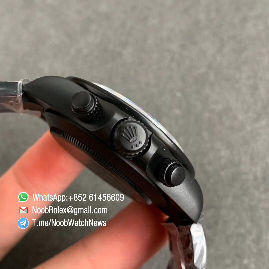 Rolex Daytona Blaken Rainbow Crystal Bezel PVD Black Dial on PVD Bracelet A7750 OXF Best Edition 04