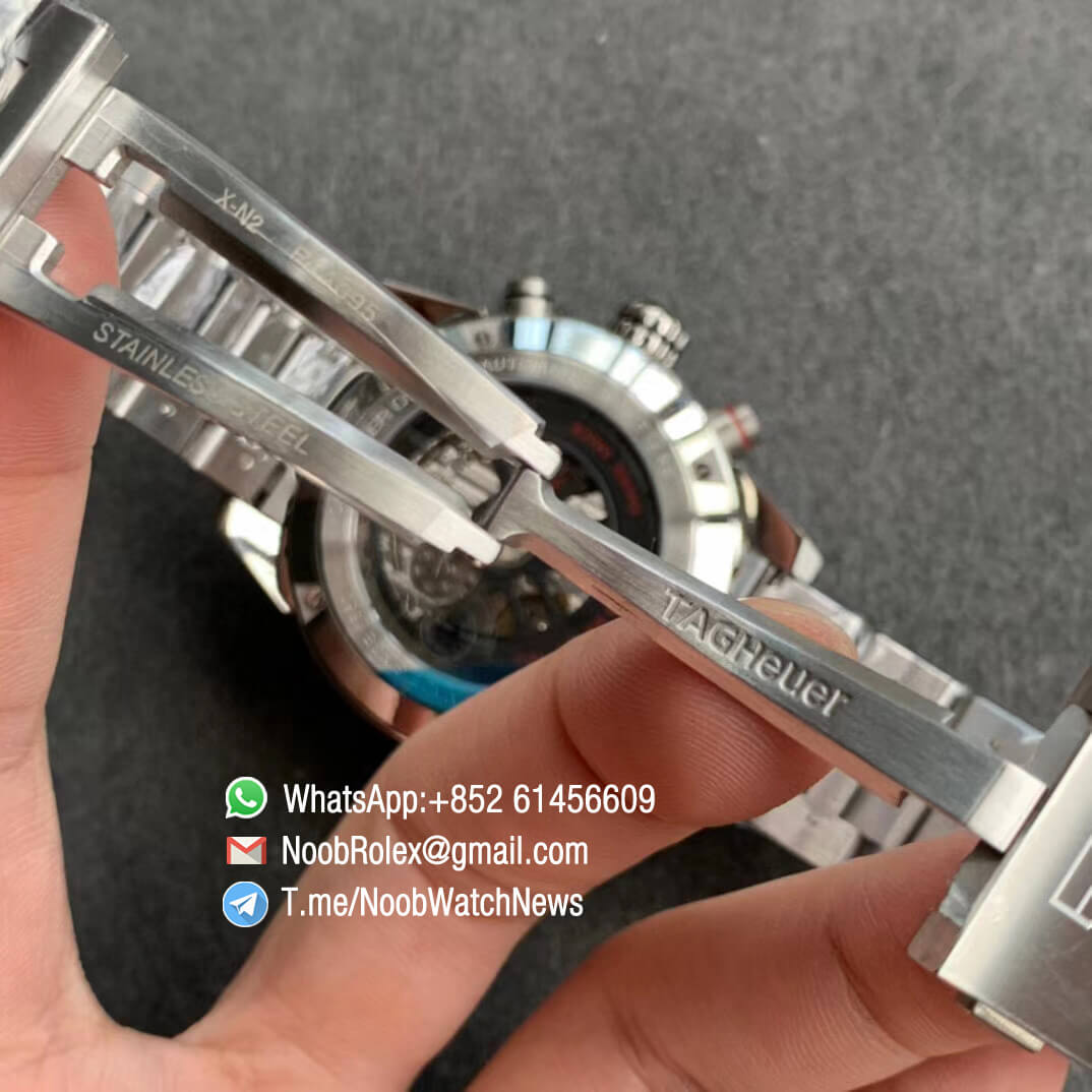 Tag Heuer Carrera Heuer 01 Automatic Chrono 43mm Steel Case Bracelet Skeleton Dial Red Hand A1887 XF Best Quality Clone Watch 07