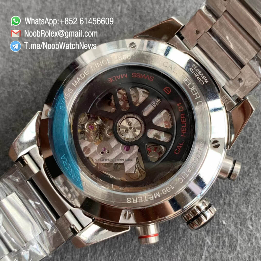 Tag Heuer Carrera Heuer 01 Automatic Chronograph Steel Case Grey Dial on Steel Bracelet A1887 XF Top Quality Replica 08