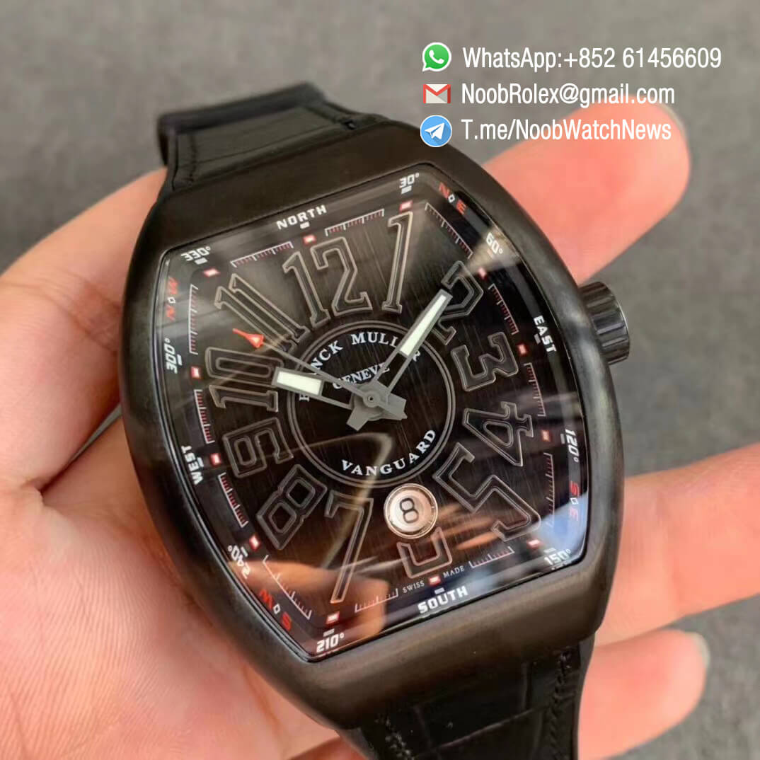 Vanguard V45 SC DT All Black DLC Plated Steel Case Black Dial Black Markers on Black Rubber Strap MIYOTA 9015 ZF Top Quality 02