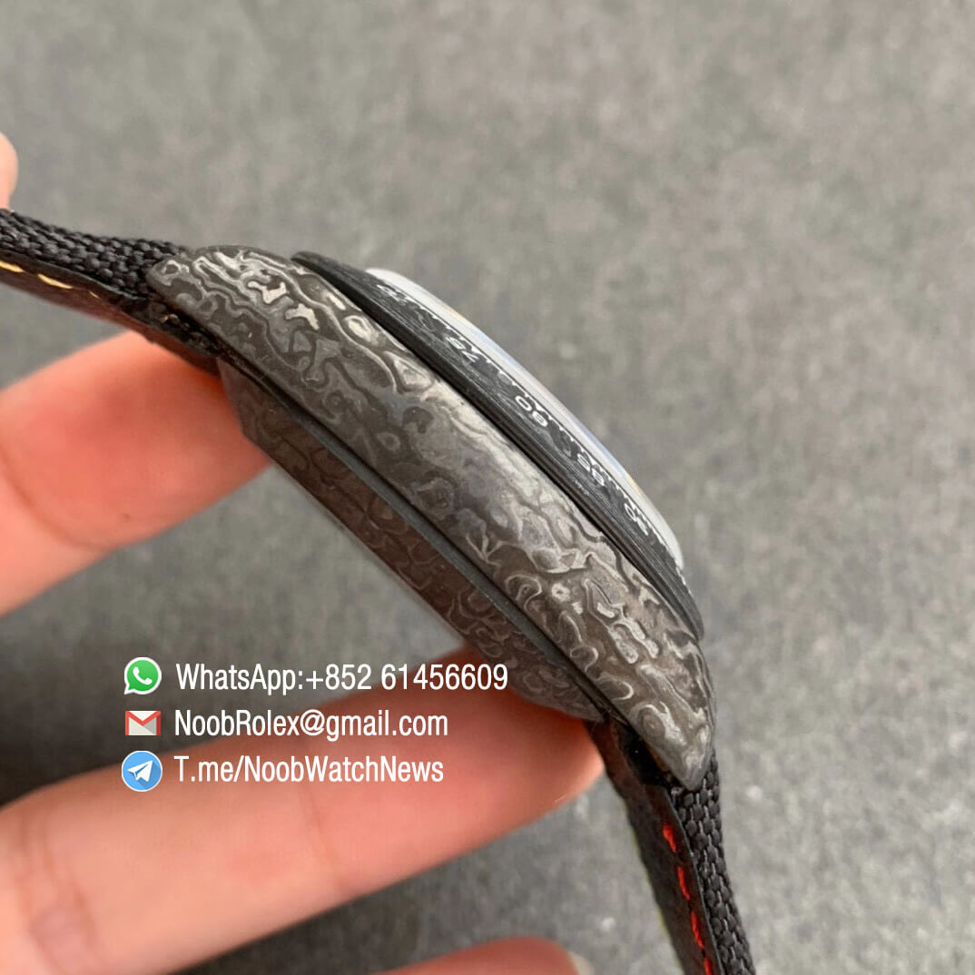 DIW Carbon Daytona Motley Flower Smiling Dial on Black Nylon Strap A4130 WWF Top Qualtiy Copy Diw Rolex Watch 05