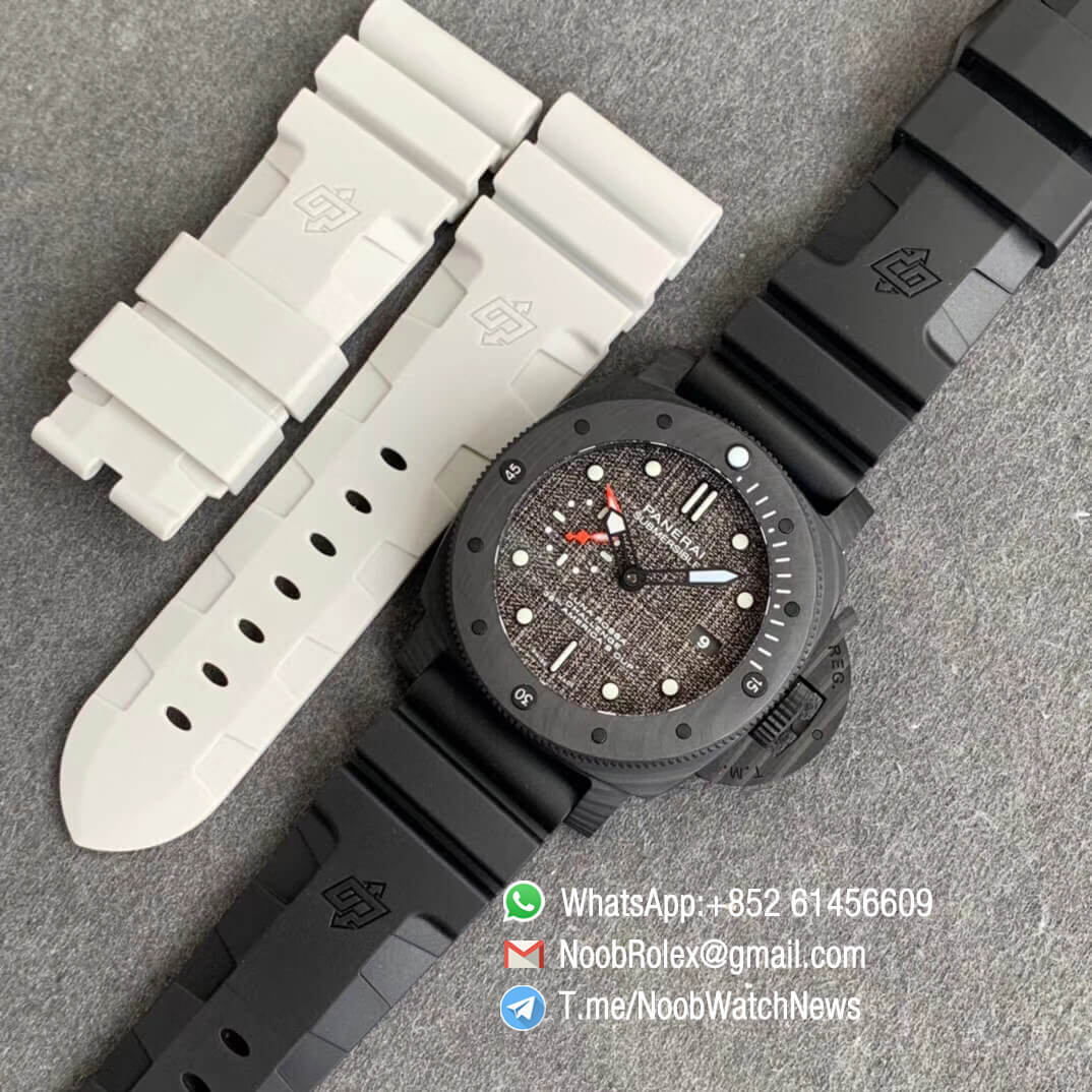 Panerai PAM 01039 Submersible Luna Rossa Challenge 36th Americas Cup GMT Forged Carbon Case Black textile Dial Rubber Strap P9011 Automatic VSF 09