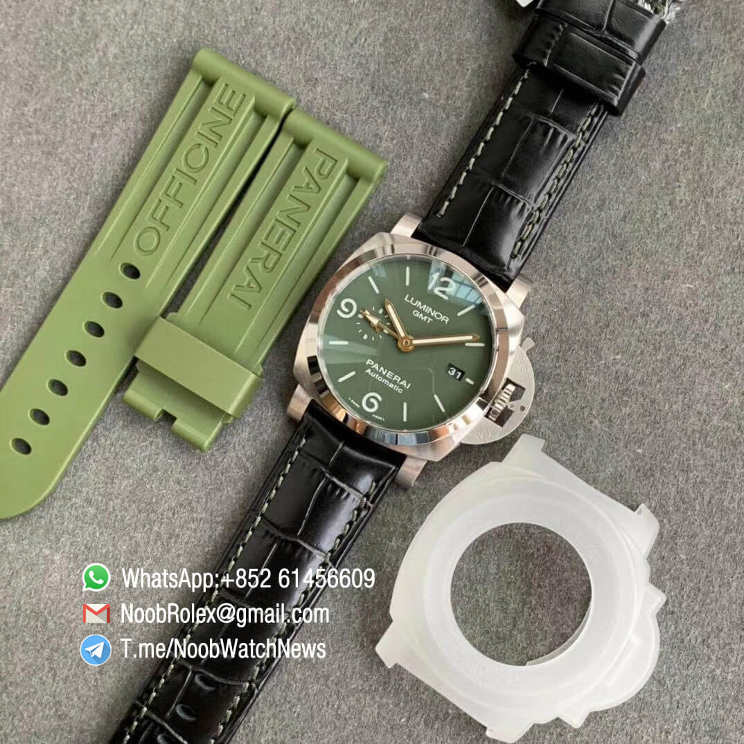 Panerai PAM 01056 Luminor GMT Automatic Green Dial Mahendra Singh Dhoni on Back Case Clone P9011 Movement VSF Top Replica Watch 09