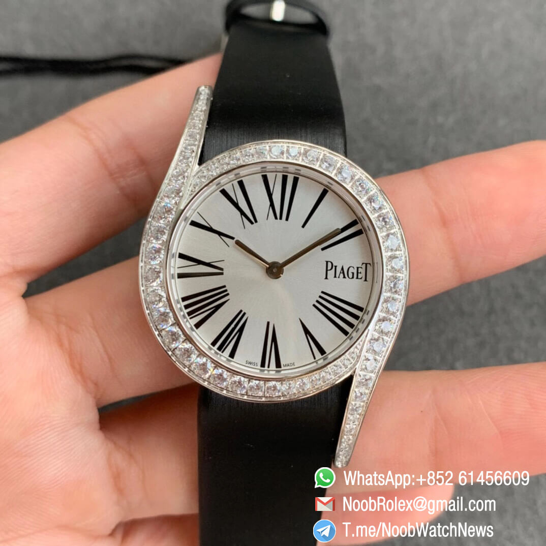 Piaget Limelight Gala Plated Diamonds on Steel Case Silver Dial with Roma Index Swiss Quartz Movement ZF Top Clone Ladies Watch 01