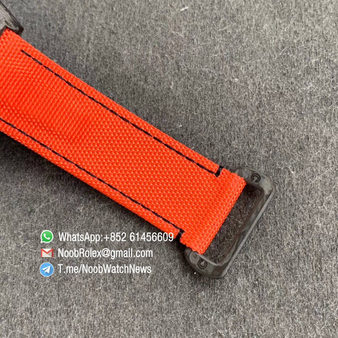 Replica DIW Carbon Daytona Orange Dial Black Sub Dial on Orange Nylon Strap A4130 WWF Best Copies Diw Rolex Watch 06