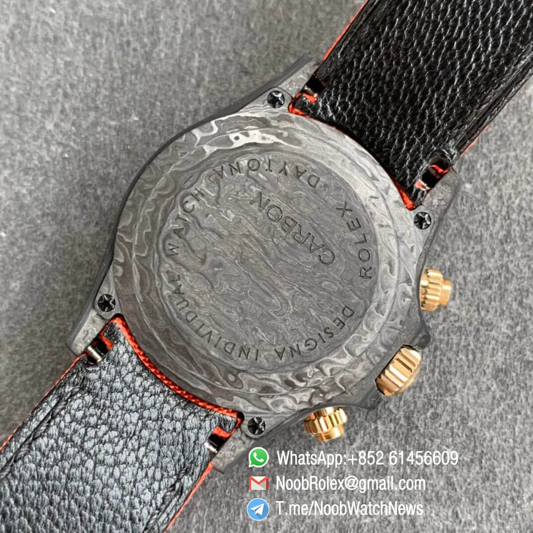 Replica DIW Carbon Daytona Orange Dial Black Sub Dial on Orange Nylon Strap A4130 WWF Best Copies Diw Rolex Watch 08