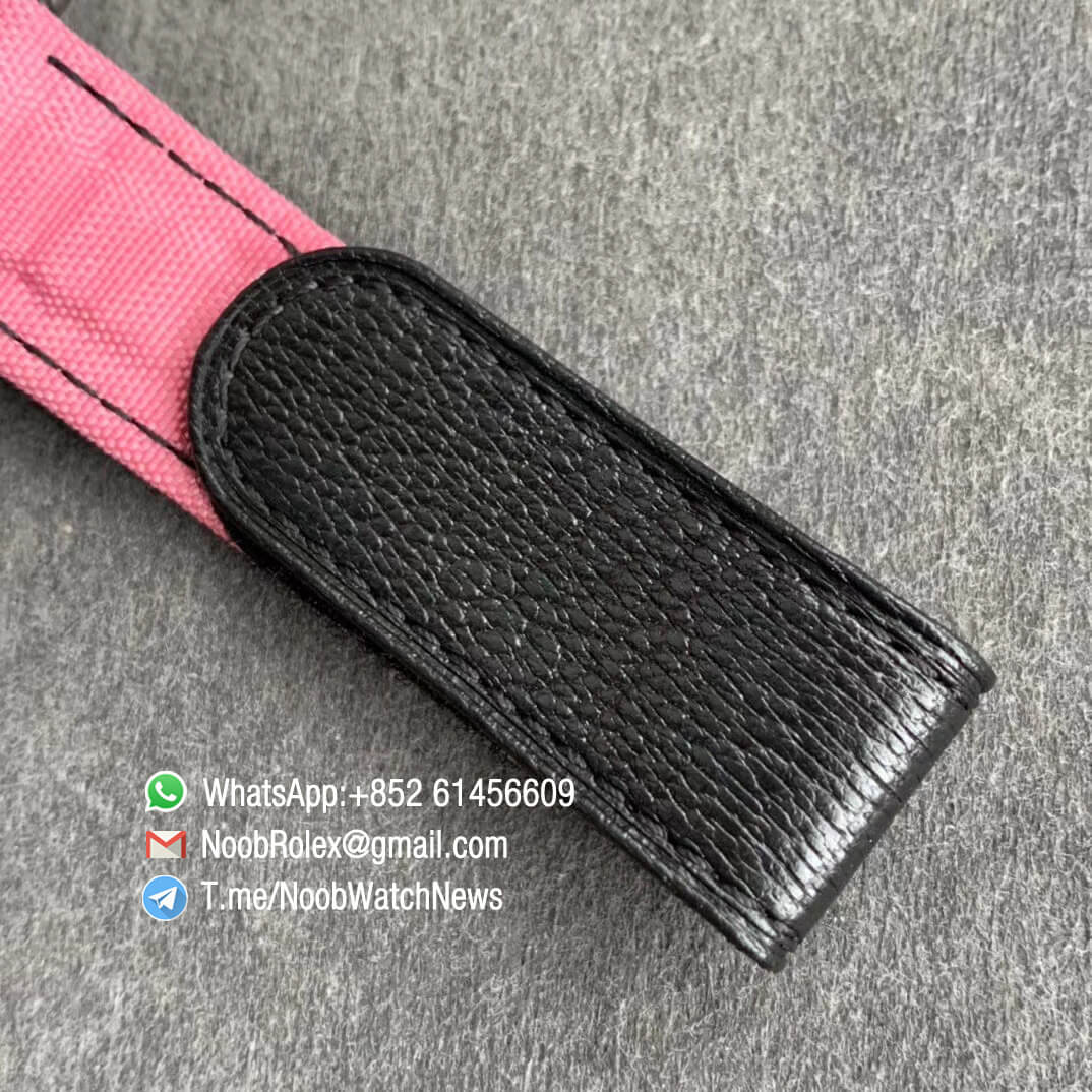 Replica DIW Daytona Arch Enemy Carbon Case Black Dial with Skull Design on Pink Nylon Strap A4130 WWF Best Copies Diw Rolex Watch 06