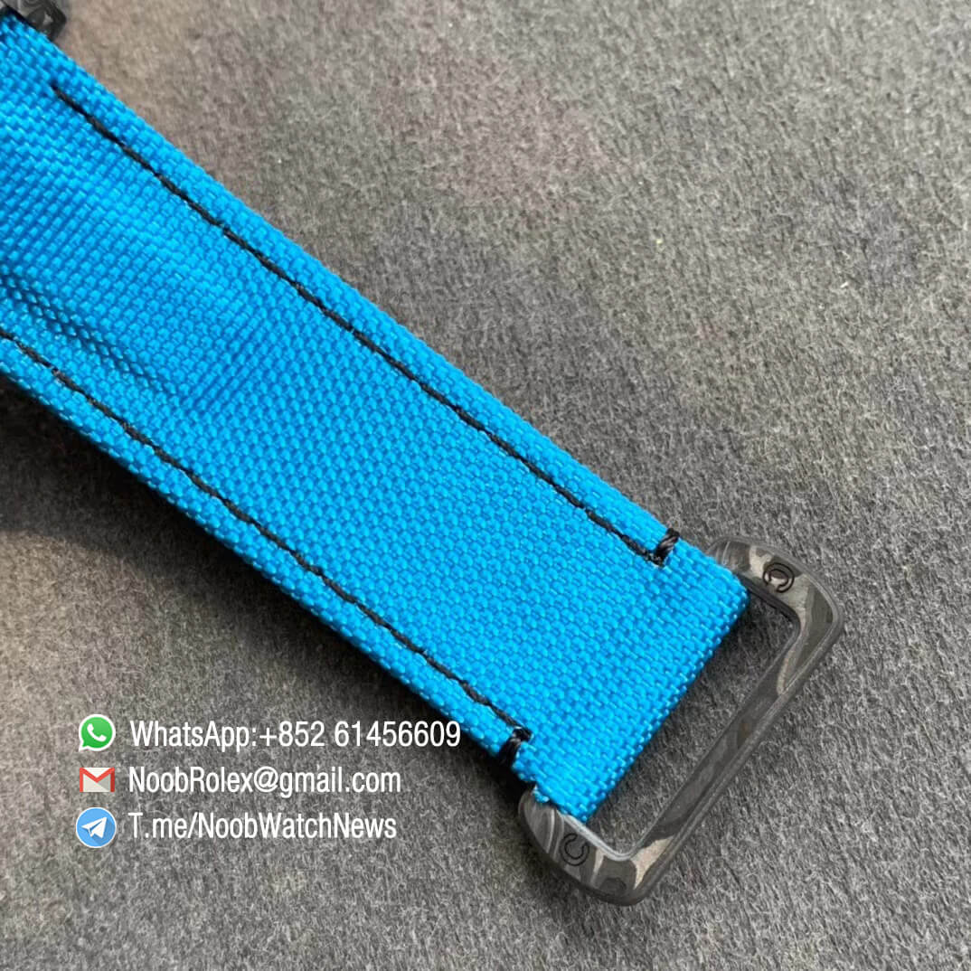 Replica DIW Daytona Carbon Blue Flower Dial on Blue Nylon Strap A4130 WWF Best Copy Diw Rolex Watch 07