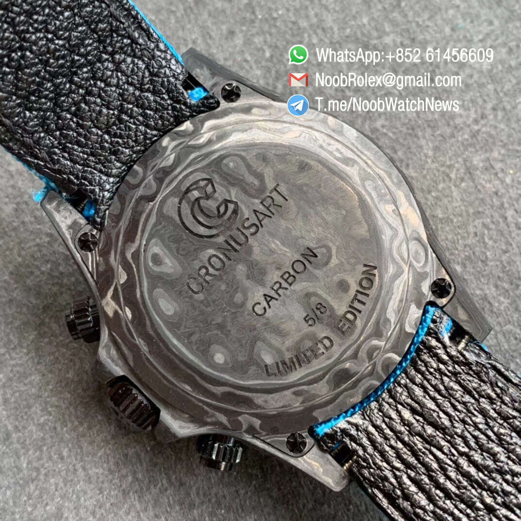 Replica DIW Daytona Carbon Blue Flower Dial on Blue Nylon Strap A4130 WWF Best Copy Diw Rolex Watch 08