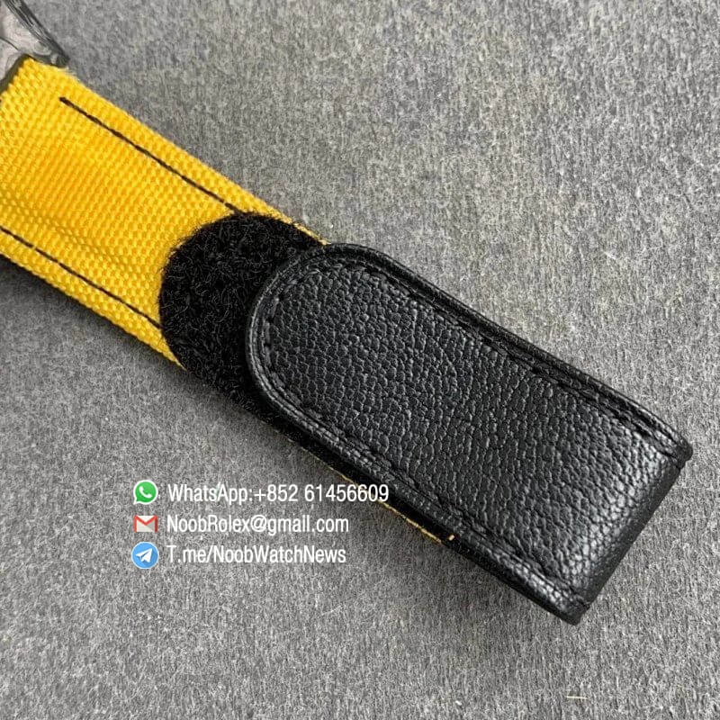 Replica DIW Daytona Carbon Case Black Dial with Skull Diamonds Design on Yellow Nylon Strap A4130 WWF Best Copies Diw Rolexes 07