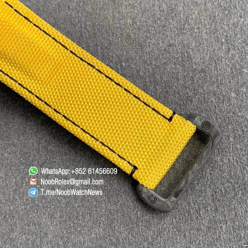 Replica DIW Daytona Carbon Case Black Dial with Skull Diamonds Design on Yellow Nylon Strap A4130 WWF Best Copies Diw Rolexes 08