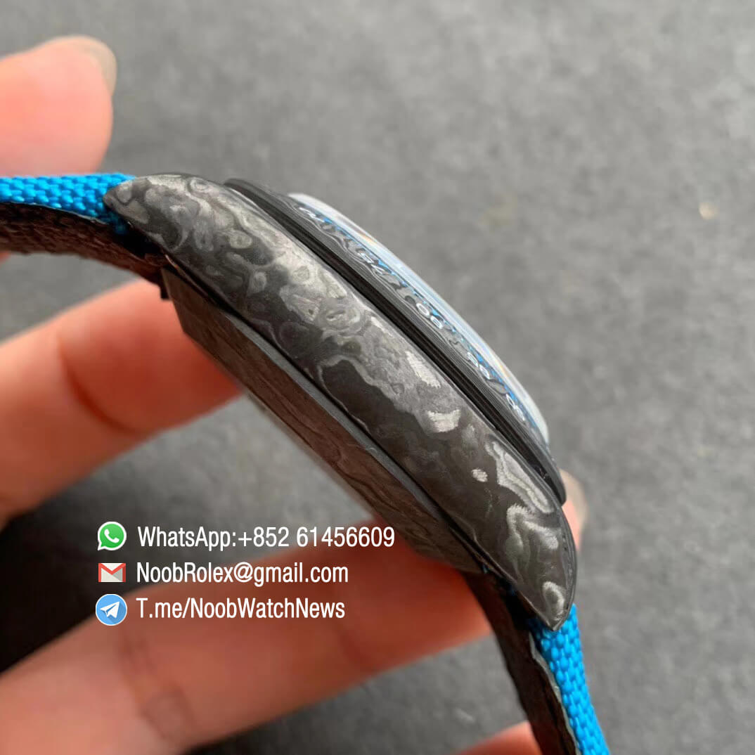 Replica DIW Daytona Carbon Military Blue Dial on Blue Nylon Strap A4130 WWF Best Clone Diw Rolex Watch 05