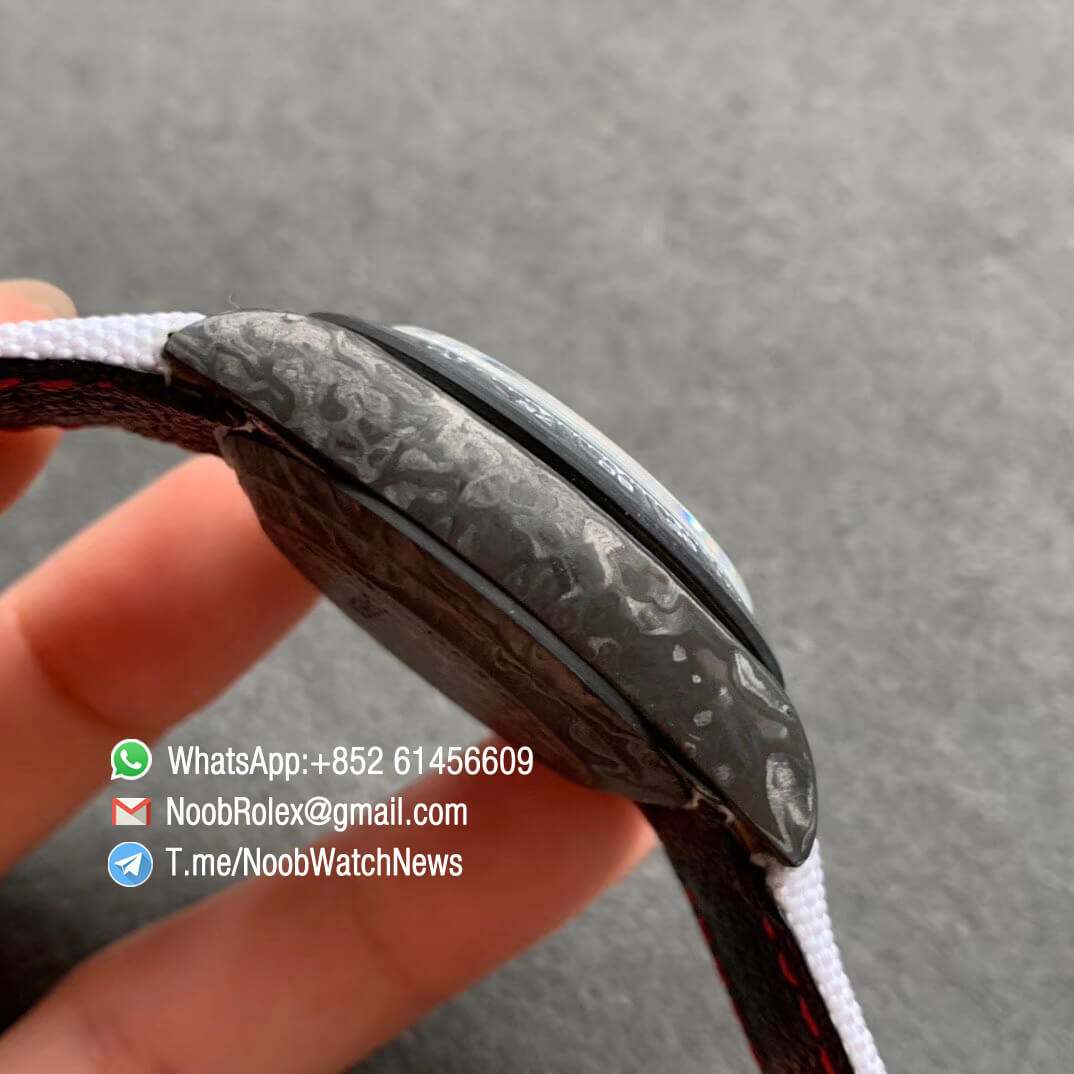 Replica DIW Daytona Carbon Speedster White Dial on White Nylon Strap A4130 WWF Top Quality Diw Rolex Watch 05