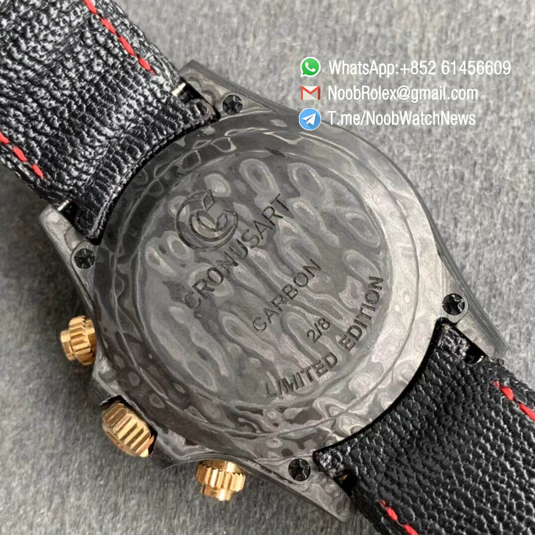 Replica DIW Daytona Navigation Carbon Case Black Dial with The Age of Exploration Sign on Black Nylon Strap A4130 WWF Best Copies Diw Rolexes 08
