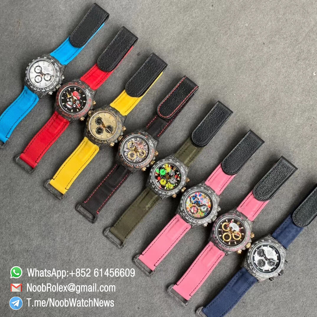 Replica DIW Daytona White Cream Dial on Blue Nylon Strap A4130 WWF Best Copies Diw Rolex Watch 12