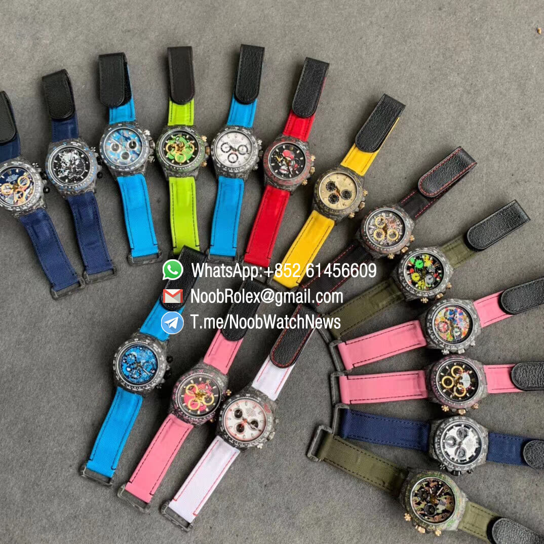 Replica DIW Daytona White Cream Dial on Blue Nylon Strap A4130 WWF Best Copies Diw Rolex Watch 13