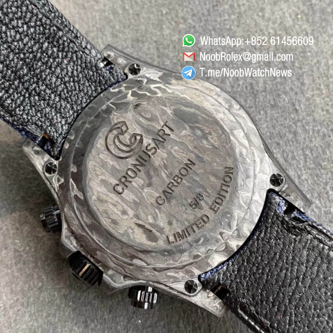 Replica Rolex DIW Daytona Carbon Blue Fish Dial on Dark Blue Nylon Strap A4130 WWF Best Qualtiy 08