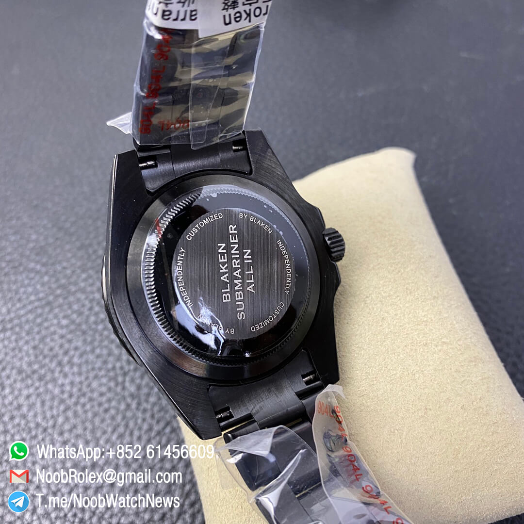 Rolex Blaken Submariner Poker Dial 40mm ALL In DLC Black Case 904L Matel Black Bezel Dial with Poker Indexs A2836 Noob Top Replica 09