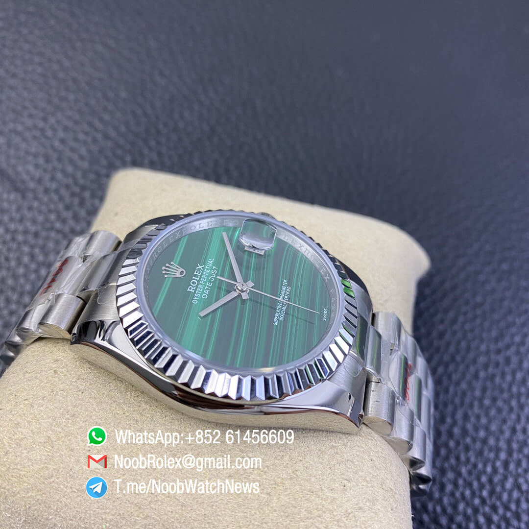 Rolex Datejust 36 904L Steel Case Oyster Bracelet Green Malachite Dial No Index High Quality Clone Rolexes 04