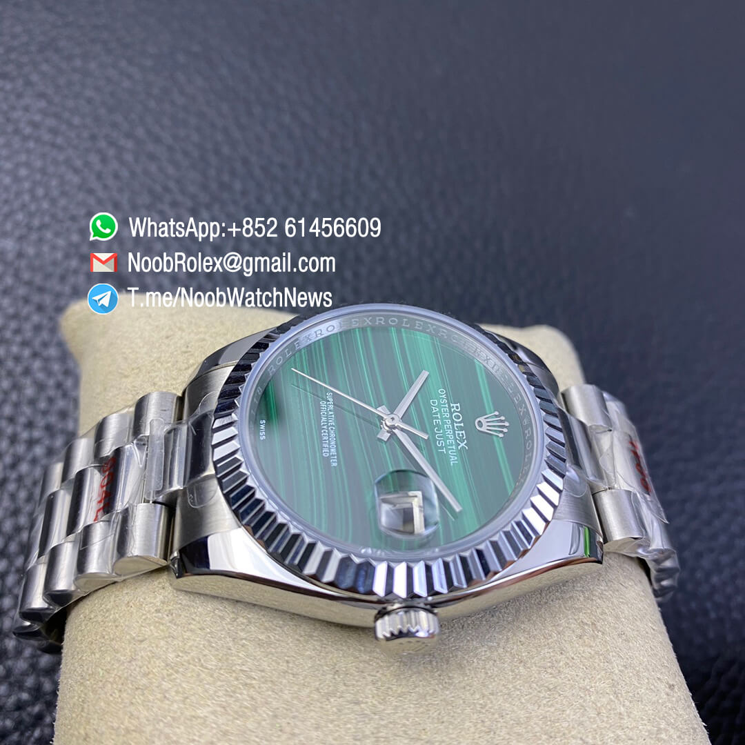 Rolex Datejust 36 904L Steel Case Oyster Bracelet Green Malachite Dial No Index High Quality Clone Rolexes 05