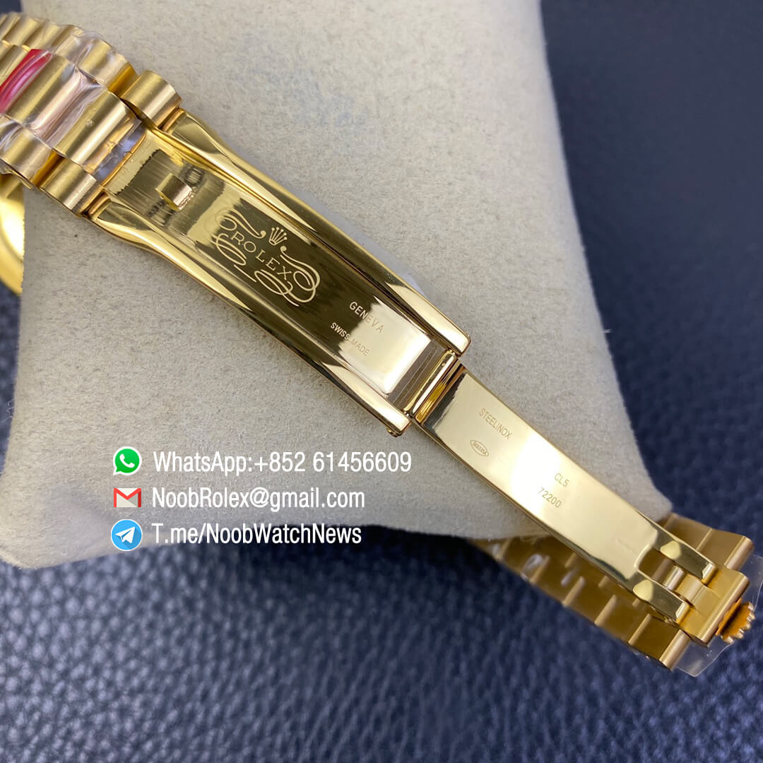 Rolex Datejust 36 Full Yellow Gold Plated on Case Oyster Bracelet Green Malachite Dial Diamonds Index High Quality Replica Rolexes 10