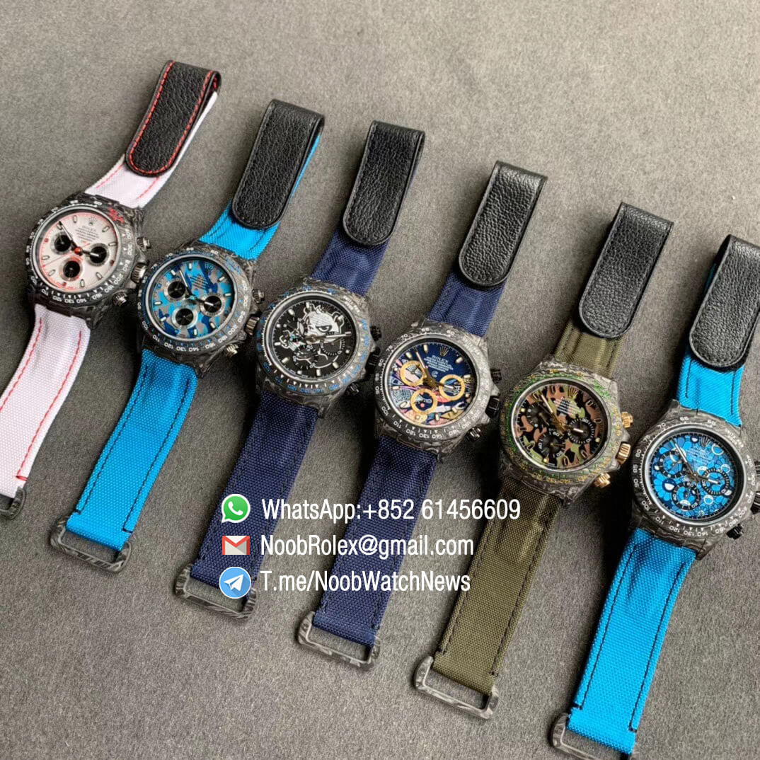 Rolex Daytona DIW Carbon Carbon Camouflage Dial on Dark Green Nylon Strap A4130 WWF Top Qualtiy Replica Watch