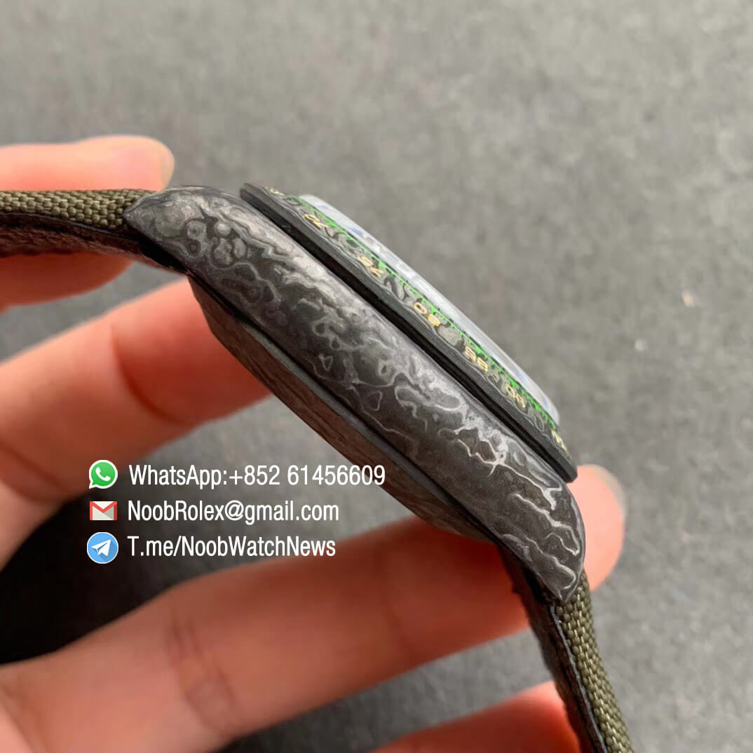 Rolex Daytona DIW Carbon Carbon Camouflage Dial on Dark Green Nylon Strap A4130 WWF Top Qualtiy Replica Watch 05