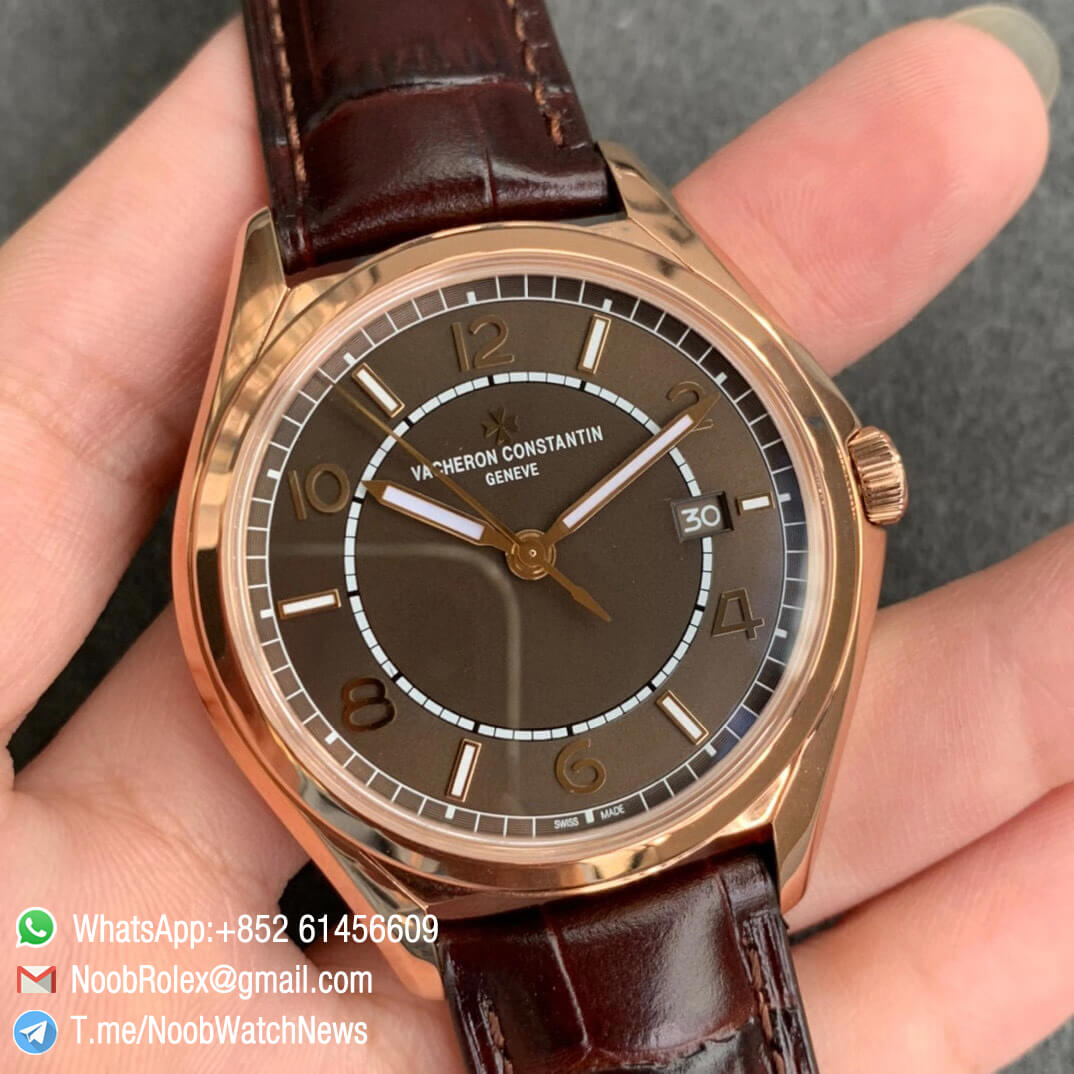 Vacheron Constantin Fiftysix Rose Gold Case 40mm Brown Dial on Brown Leather Strap A1326 ZF Top Clone Replica Watches 02