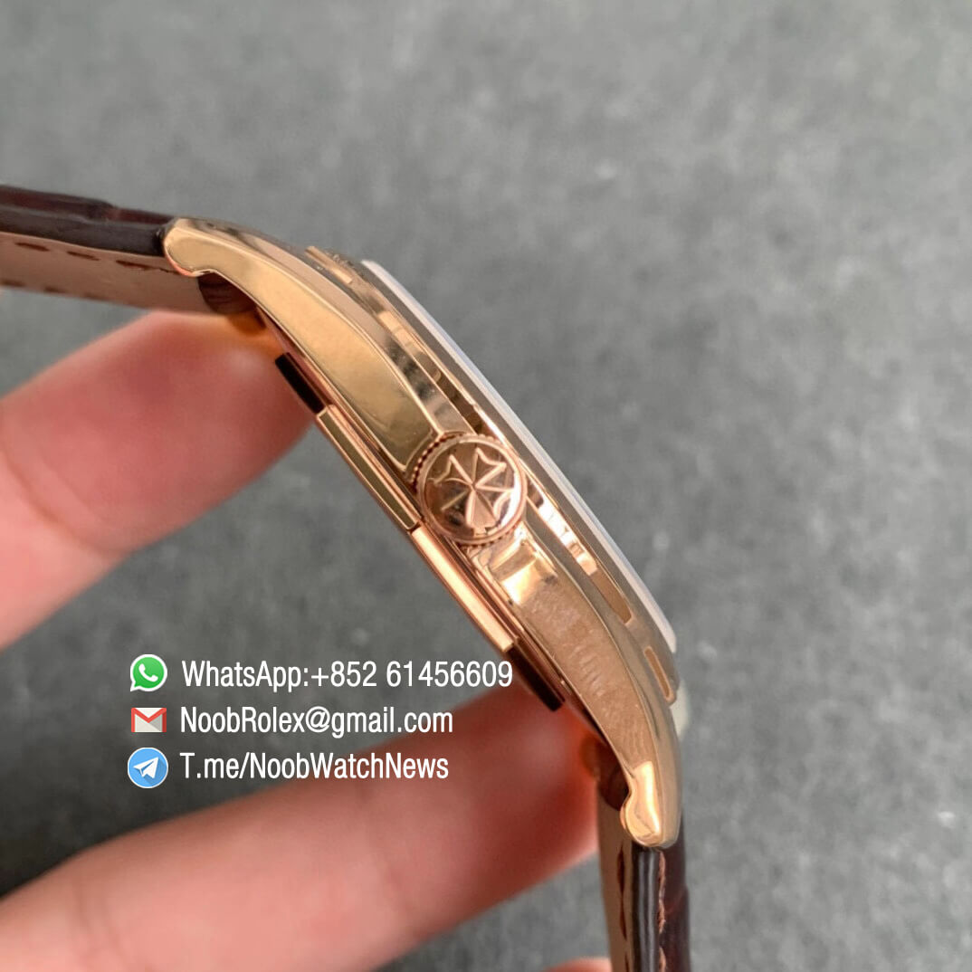 Vacheron Constantin Fiftysix Rose Gold Case 40mm Brown Dial on Brown Leather Strap A1326 ZF Top Clone Replica Watches 04