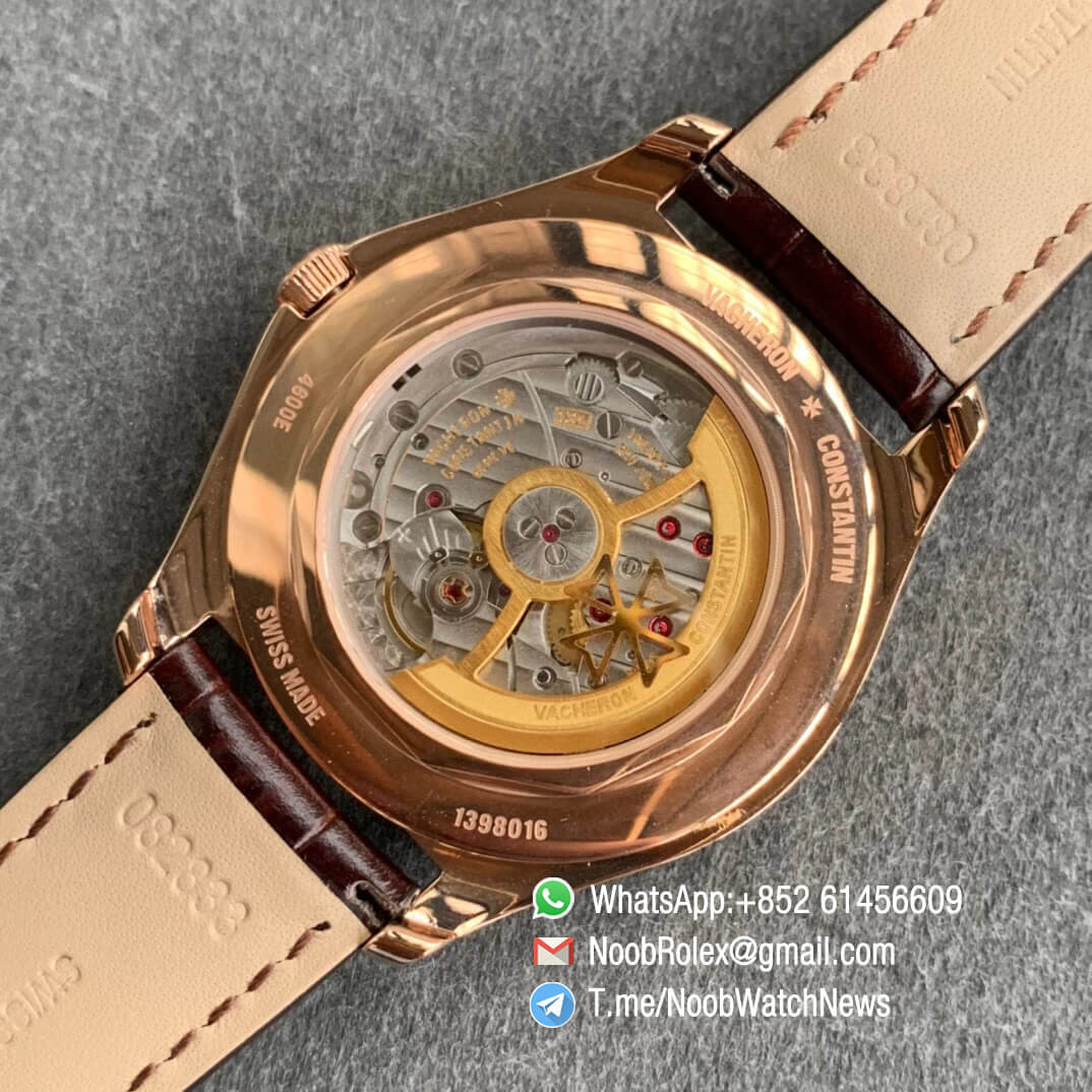 Vacheron Constantin Fiftysix Rose Gold Case 40mm Brown Dial on Brown Leather Strap A1326 ZF Top Clone Replica Watches 08