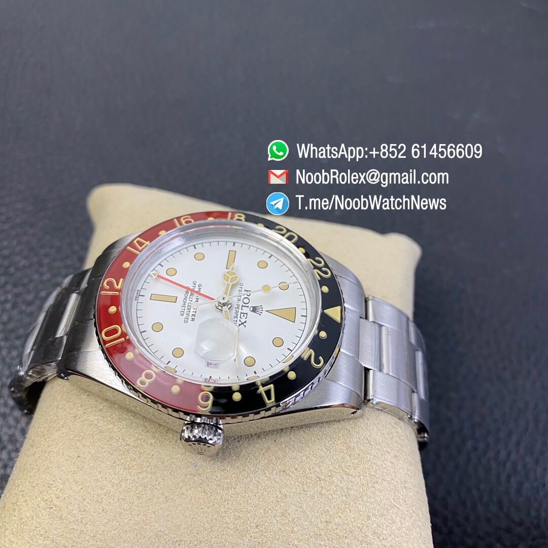 Vintage Rolex GMT Master Black Red Bezel White Dial on Steel Case Bracelet A2836 High Quality Clone Rolexes 07