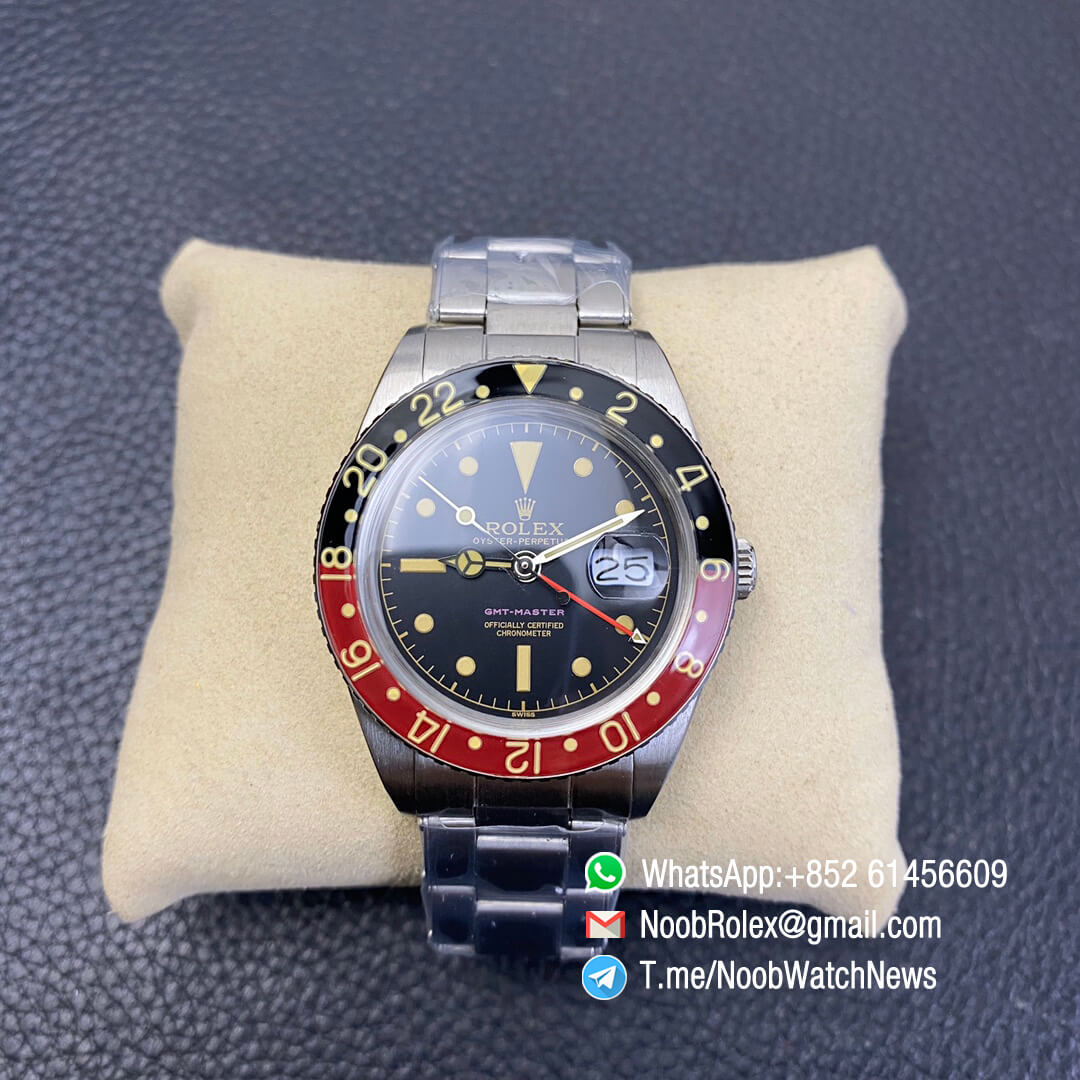 Vintage Rolex Pepsi GMT Master Black Red Bezel Black Dial Purple GMT MASTER Sign A2836 High Quality Replica Retro GMT MASTER 02