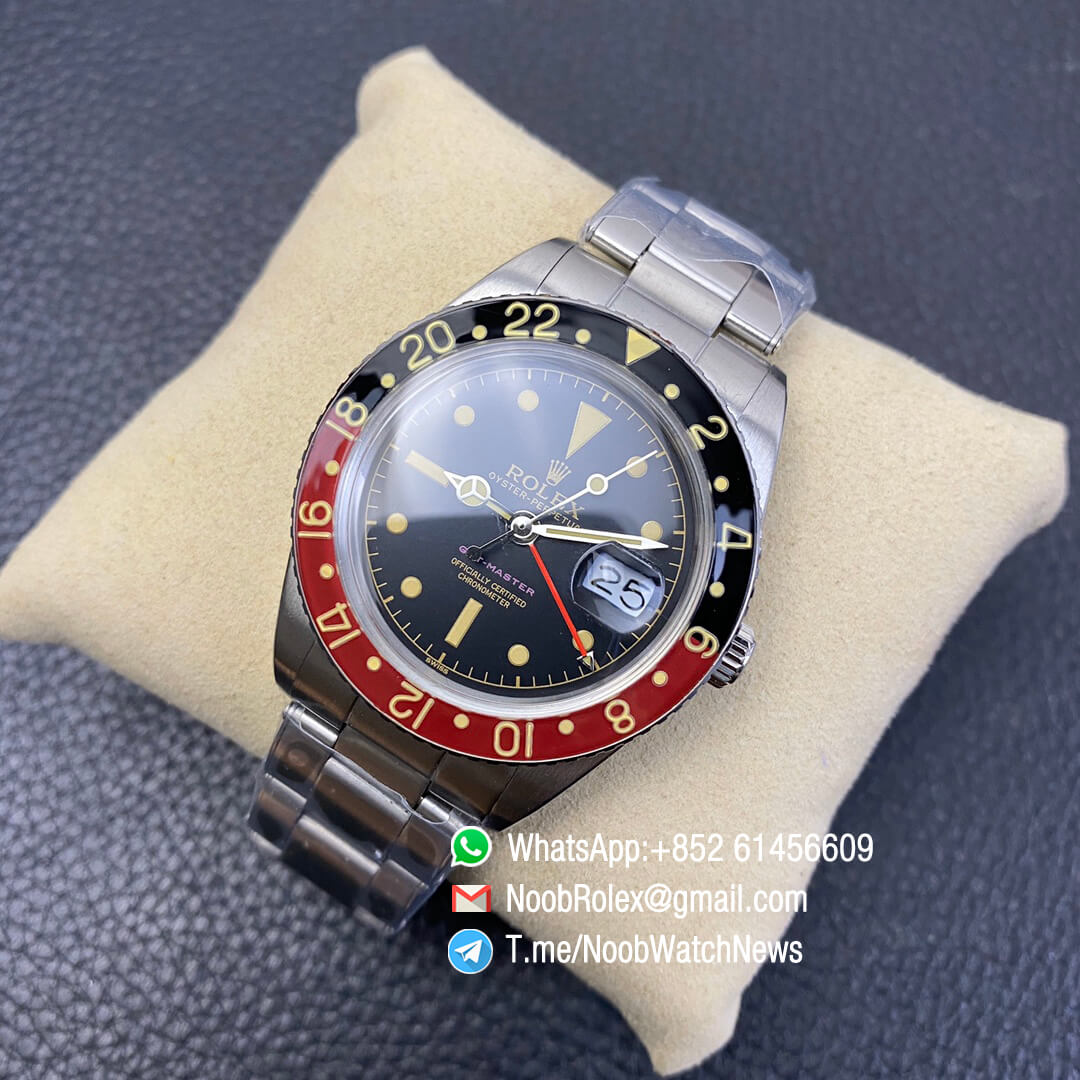 Vintage Rolex Pepsi GMT Master Black Red Bezel Black Dial Purple GMT MASTER Sign A2836 High Quality Replica Retro GMT MASTER 04