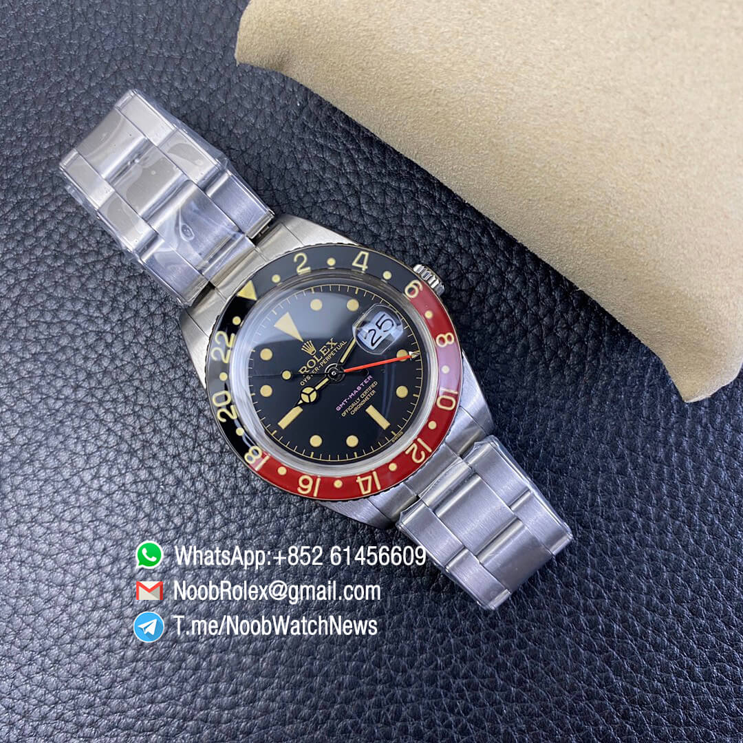 Vintage Rolex Pepsi GMT Master Black Red Bezel Black Dial Purple GMT MASTER Sign A2836 High Quality Replica Retro GMT MASTER 07