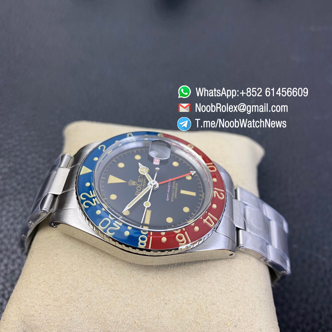 Vintage Rolex Pepsi GMT Master Blue Red Bezel Black Dial Red Font Date Window A2836 High Quality Replica Retro GMT MASTER 06
