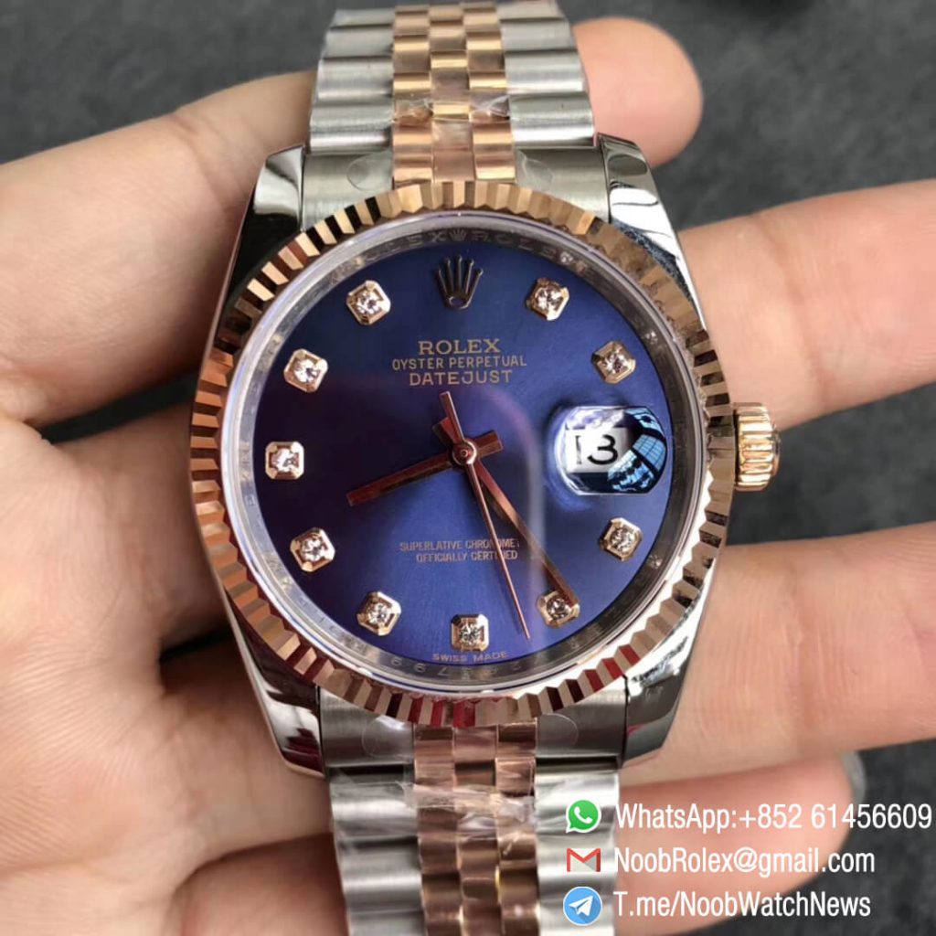 Noob Rolexes DateJust 36 126233 Two Tone 904L Steel 14K Rose Gold