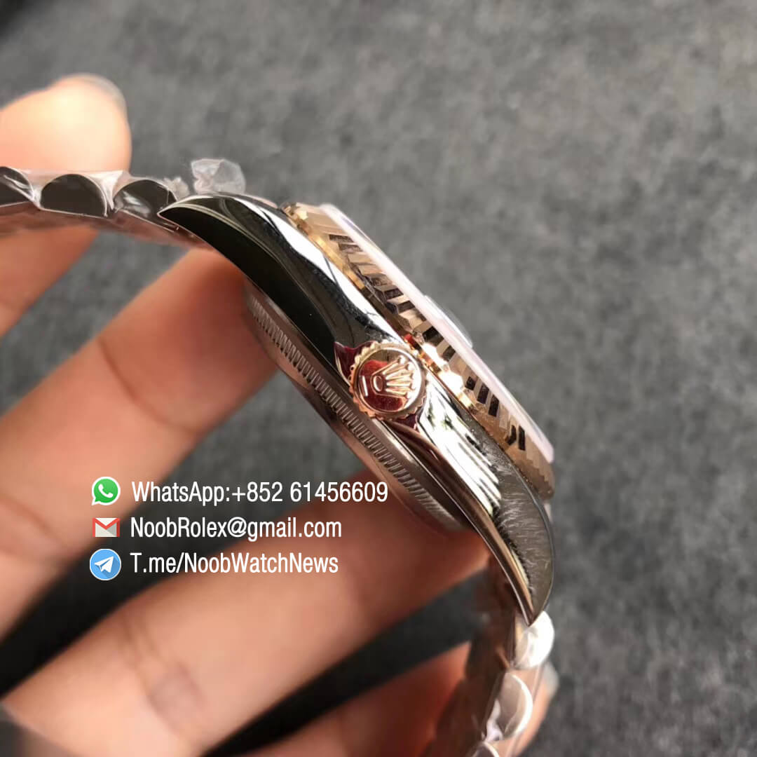 Noob Rolexes DateJust 36 126233 Two Tone 904L Steel 14K Rose Gold Wrapped Jubilee Bracelet Pink Dial Diamonds Index SA3235 GMF Top Replica 04