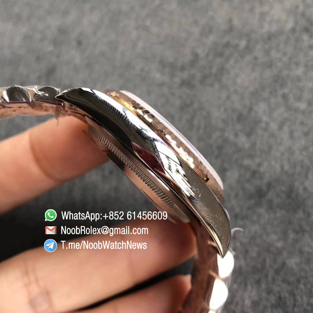 Noob Rolexes DateJust 36 126233 Two Tone 904L Steel 14K Rose Gold Wrapped Jubilee Bracelet Pink Dial Diamonds Index SA3235 GMF Top Replica 05