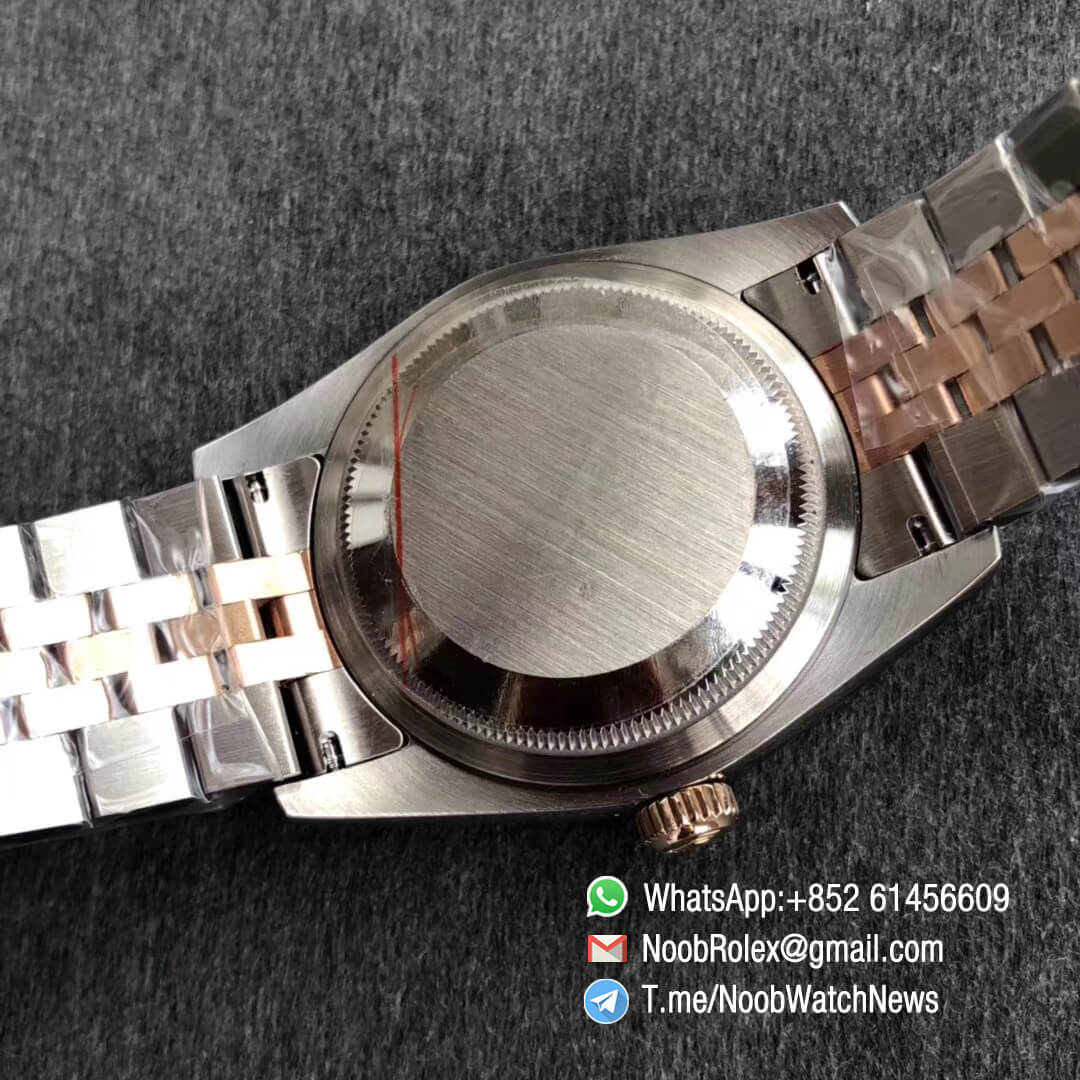 Noob Rolexes DateJust 36 126233 Two Tone 904L Steel 14K Rose Gold Wrapped Jubilee Bracelet Pink Dial Diamonds Index SA3235 GMF Top Replica 08