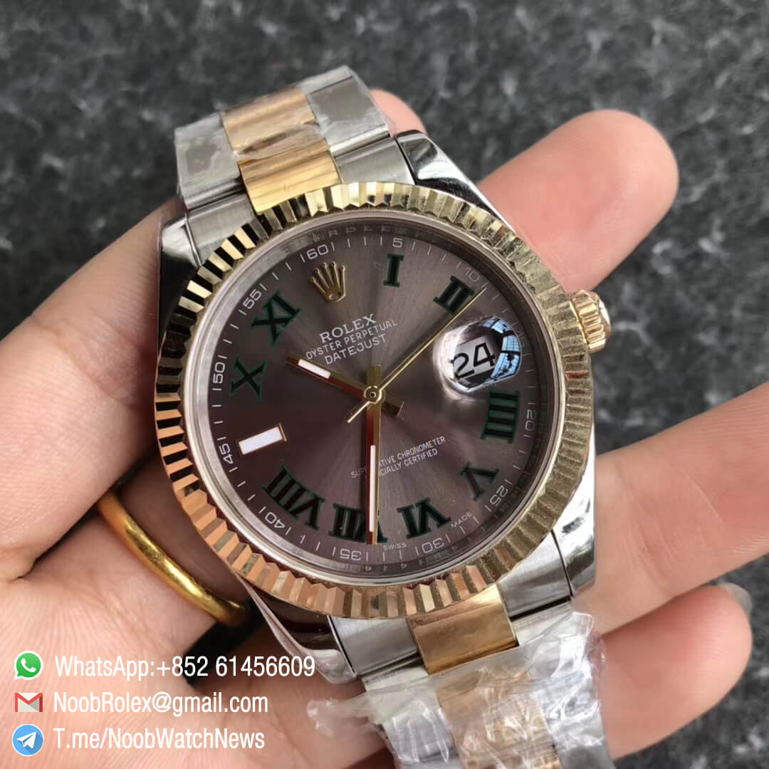 Noob Watch Time GMF Super Clone DateJust 126333 41mm Slate Dial with Roman Indexes 18K Yellow Gold Bezel Oystersteel and 18K Yellow Gold Bracelet SA3235 02