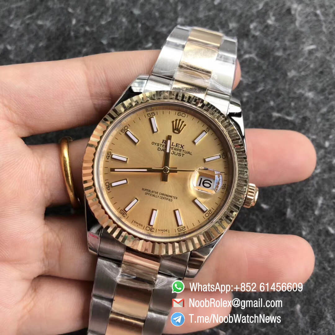 Noob Watch Time GMF Super Clone DateJust 126333 41mm Yellow Gold Dial with Stick Indexes 18K Yellow Gold Bezel Oystersteel and 18K Yellow Gold Bracelet SA3235 03