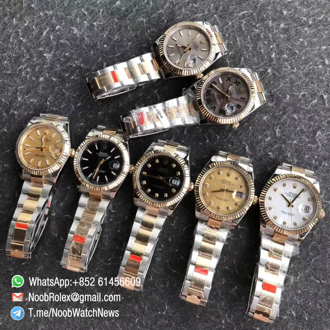 Noob Watch Time GMF Superclone DateJust 126333 41mm White MOP Dial with Diamonds 18K Yellow Gold Bezel Oystersteel and 18K Yellow Gold Bracelet SA3235 00