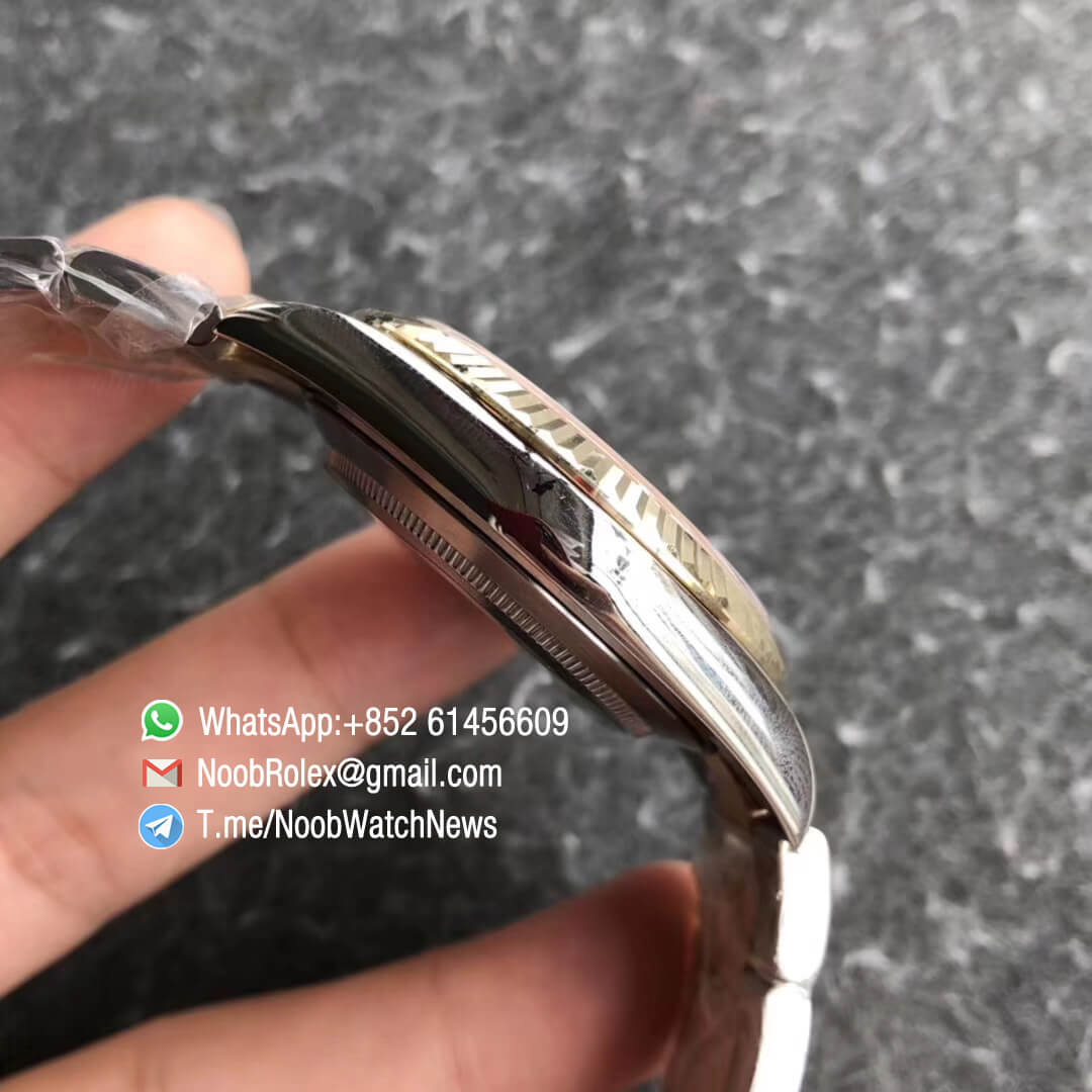 Noob Watch Time GMF Superclone DateJust 126333 41mm White MOP Dial with Diamonds 18K Yellow Gold Bezel Oystersteel and 18K Yellow Gold Bracelet SA3235 05