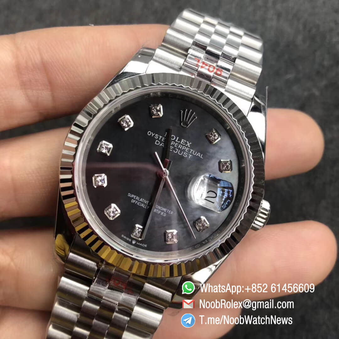 Noob Watches DateJust 126234 36 904L Steel Jubilee Bracelet Black MOP