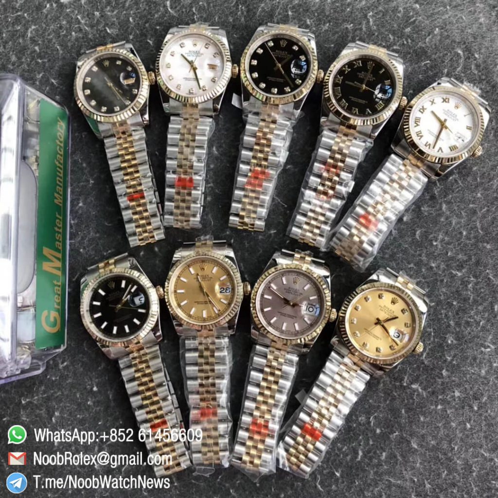 Noob Rolex DateJust 126234 36mm 904 Steel Case 14K Yellow Gold Bezel