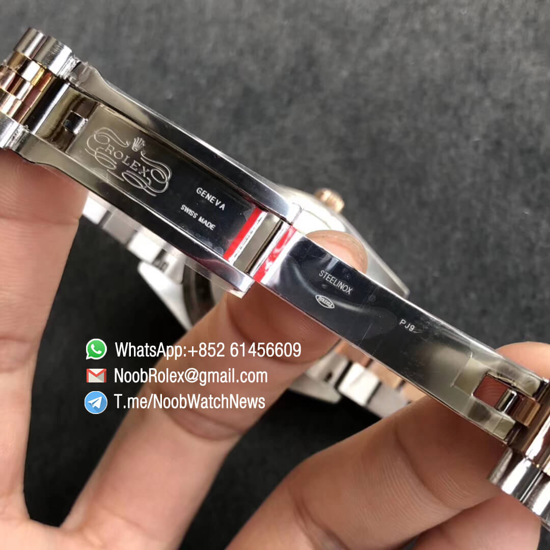 Noob Watches Rolex DateJust 36 126233 Two Tone 904L Steel 14K Rose Gold Wrapped White Dial Stick Markers on Jubilee Bracelet SA3235 GMF Superclone 07