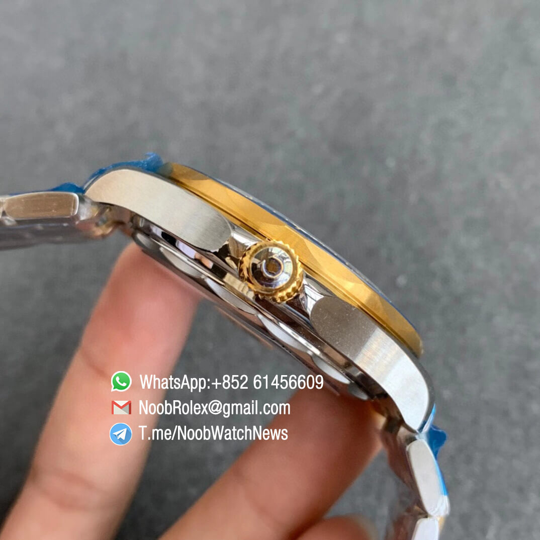 Omega Seamaster Diver 300M Steel Case Blue Wave Texture Dial Two Tone Steel Yellow Gold Plated Blue Ceramic Bezel VSF Best Edition A8800 04