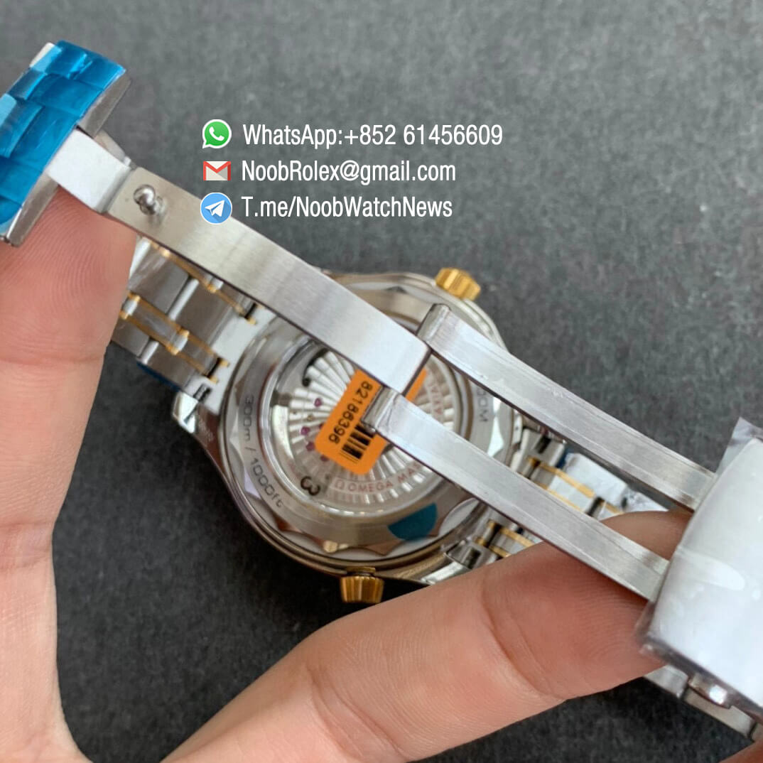 Omega Seamaster Diver 300M Steel Case Blue Wave Texture Dial Two Tone Steel Yellow Gold Plated Blue Ceramic Bezel VSF Best Edition A8800 07