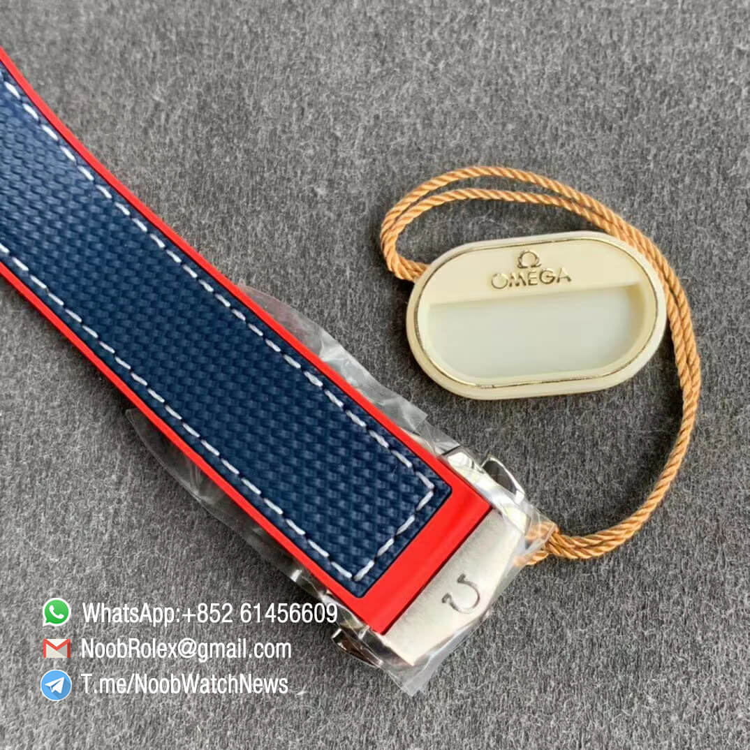 Omega Seamaster Planet Ocean 2021 Americas Cup Steel Case White Dial on Blue Nylon Strap A8900 Super Clone VSF Best Edition 06